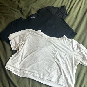 Black and white cropped tees. Large. Purchased from Jockey.